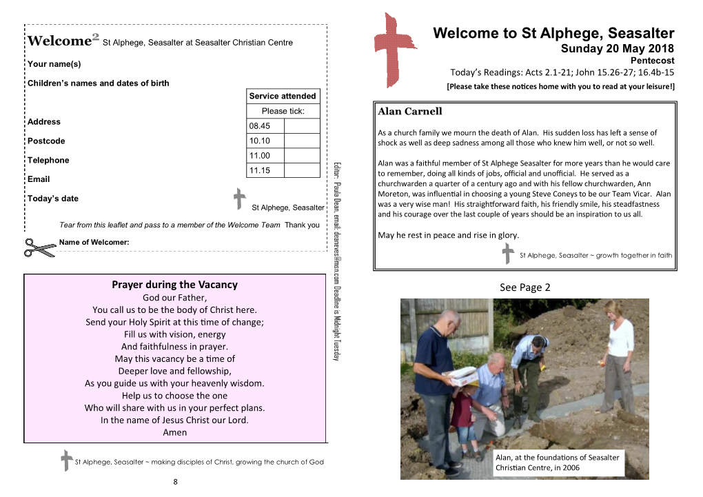 Welcome to St Alphege, Seasalter Welcome St Alphege, Seasalter at Seasalter Christian Centre Sunday 20 May 2018