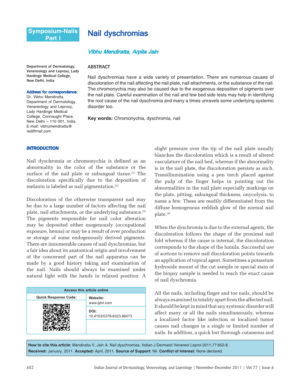 Nail Dyschromias Part I