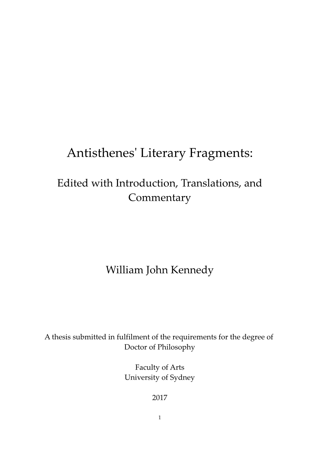 Antisthenes' Literary Fragments