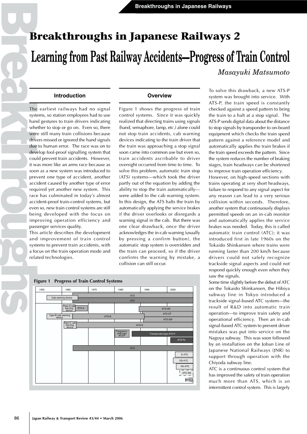 Learning from Past Railway Accidents—Progress of Train Control Masayuki Matsumoto