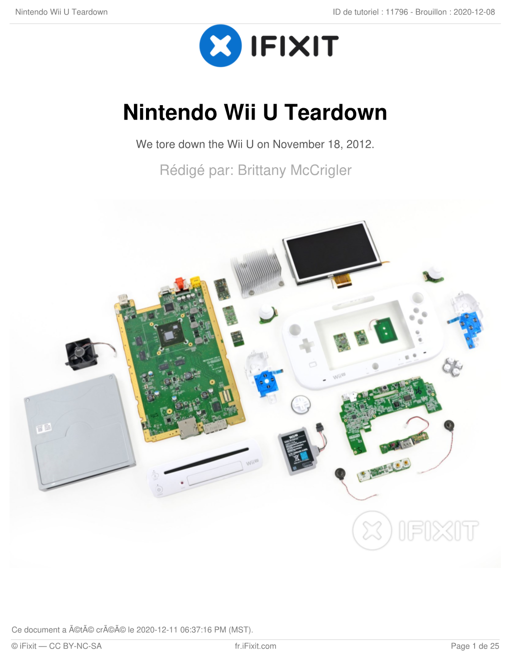 Nintendo Wii U Teardown ID De Tutoriel : 11796 - Brouillon : 2020-12-08