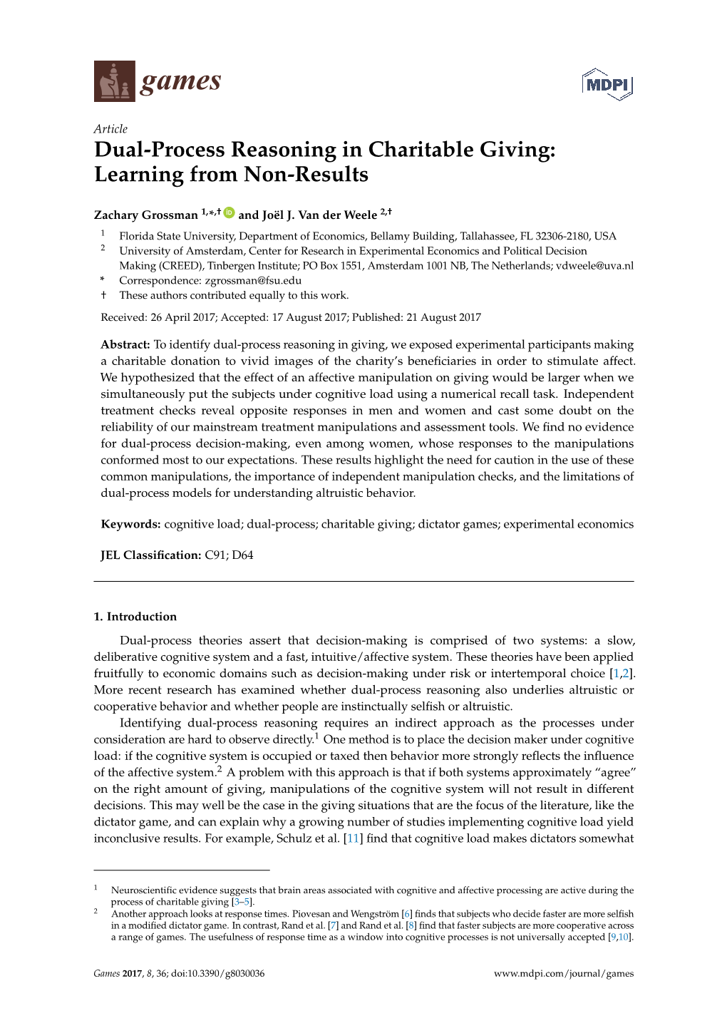 Dual-Process Reasoning in Charitable Giving: Learning from Non-Results