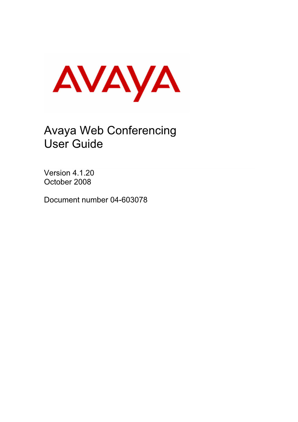 Avaya Web Conferencing User Guide