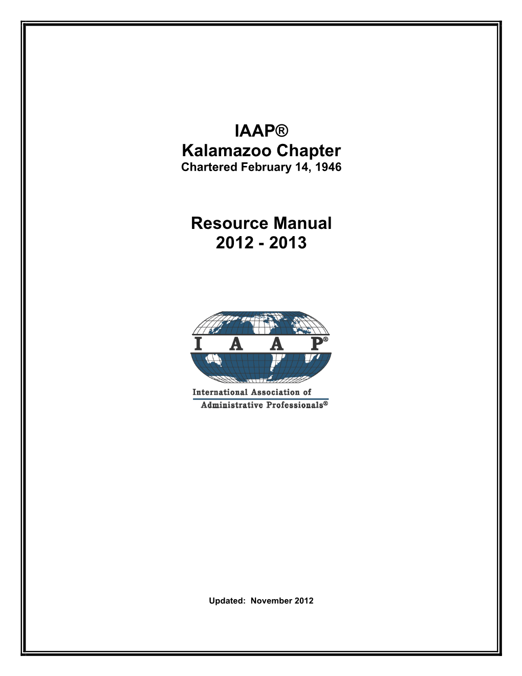 IAAP® Kalamazoo Chapter Resource Manual 2012