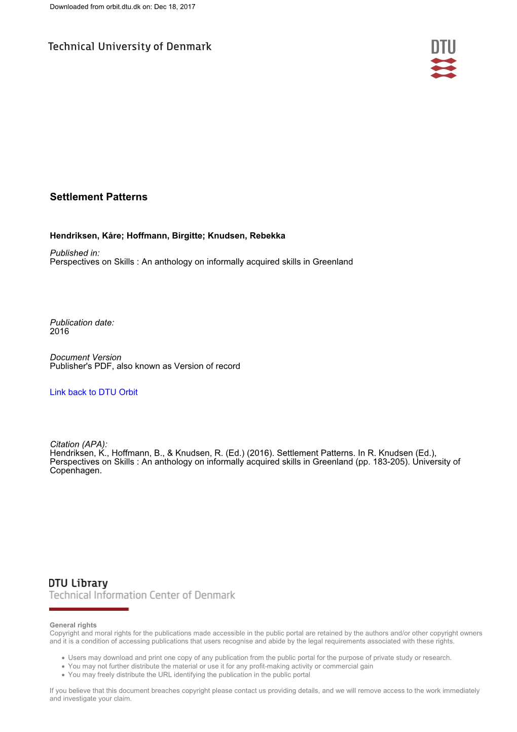 Settlement Patterns