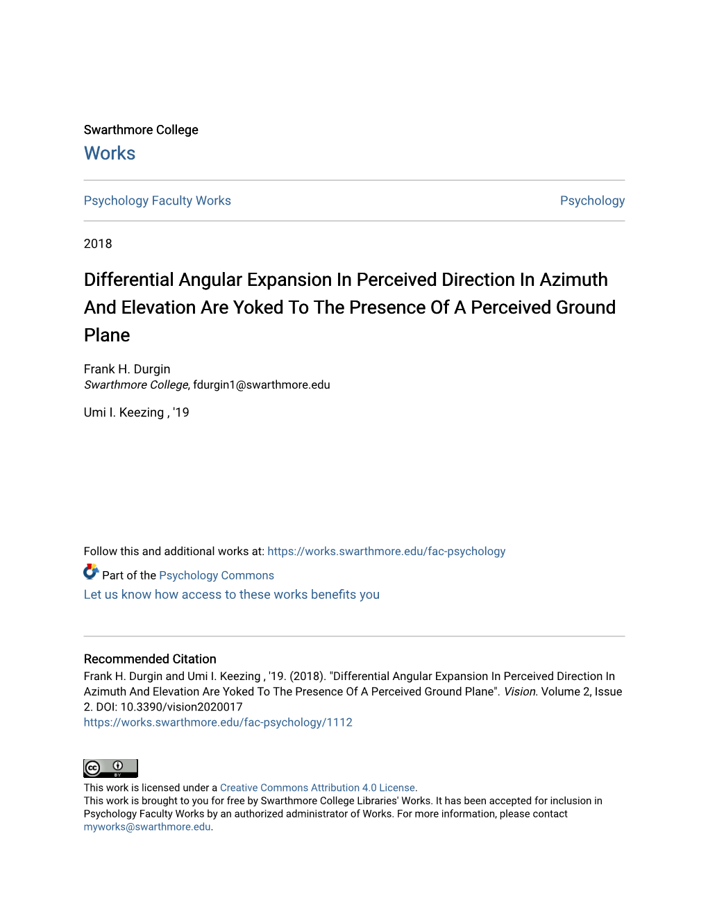 Differential Angular Expansion in Perceived Direction in Azimuth and Elevation Are Yoked to the Presence of a Perceived Ground Plane