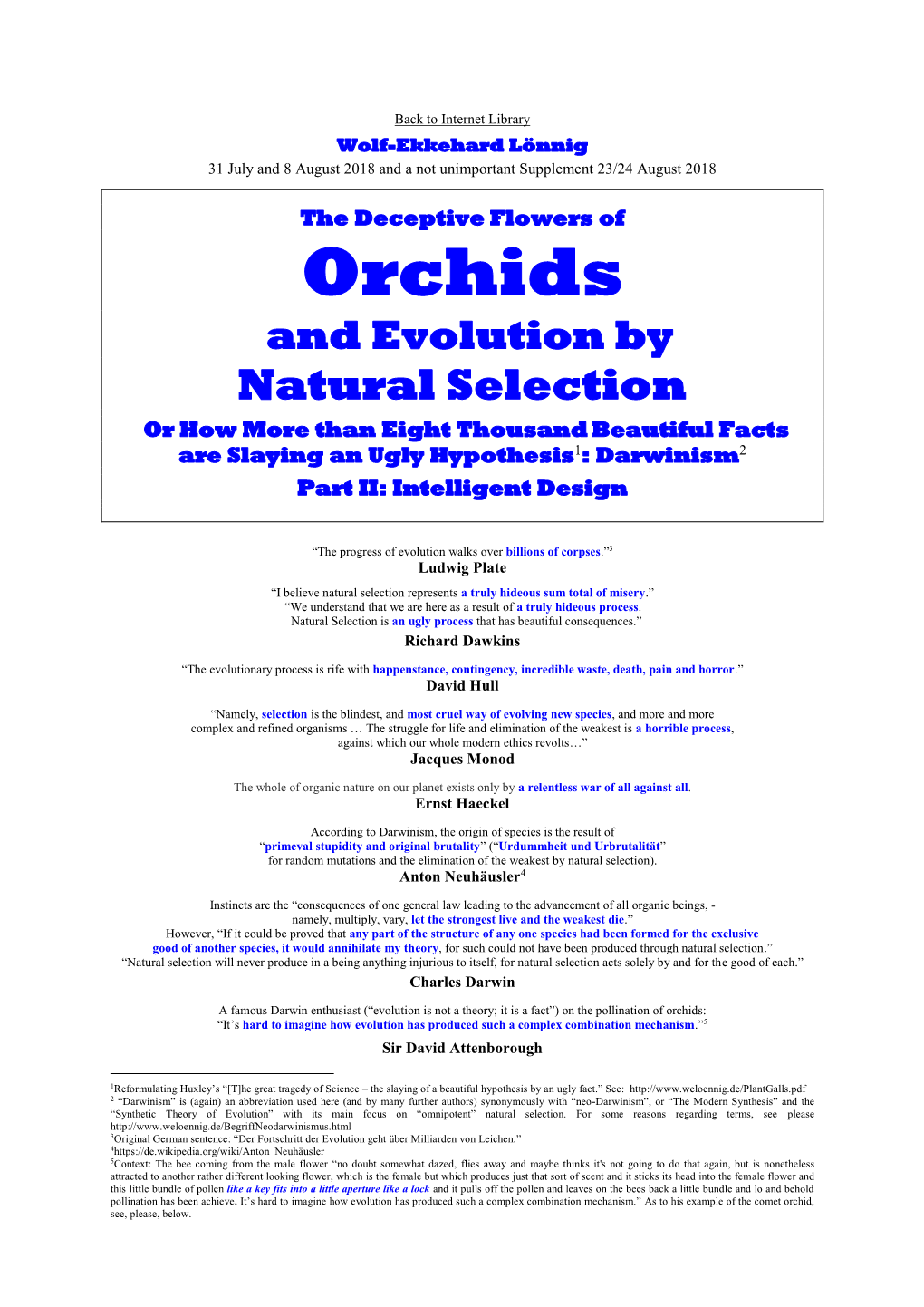 Orchids and Evolution by Natural Selection