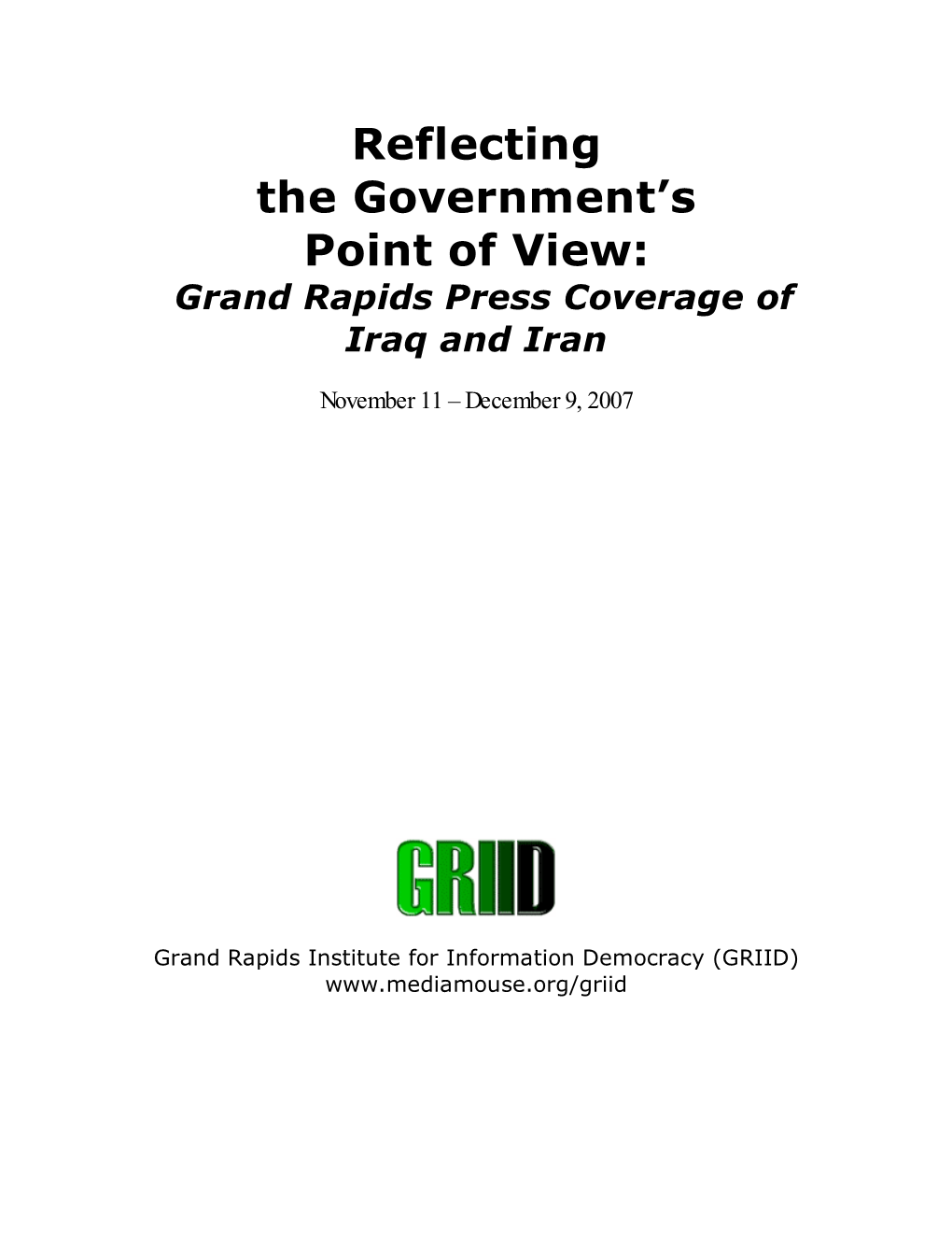 Grand Rapids Press Coverage of Iraq and Iran