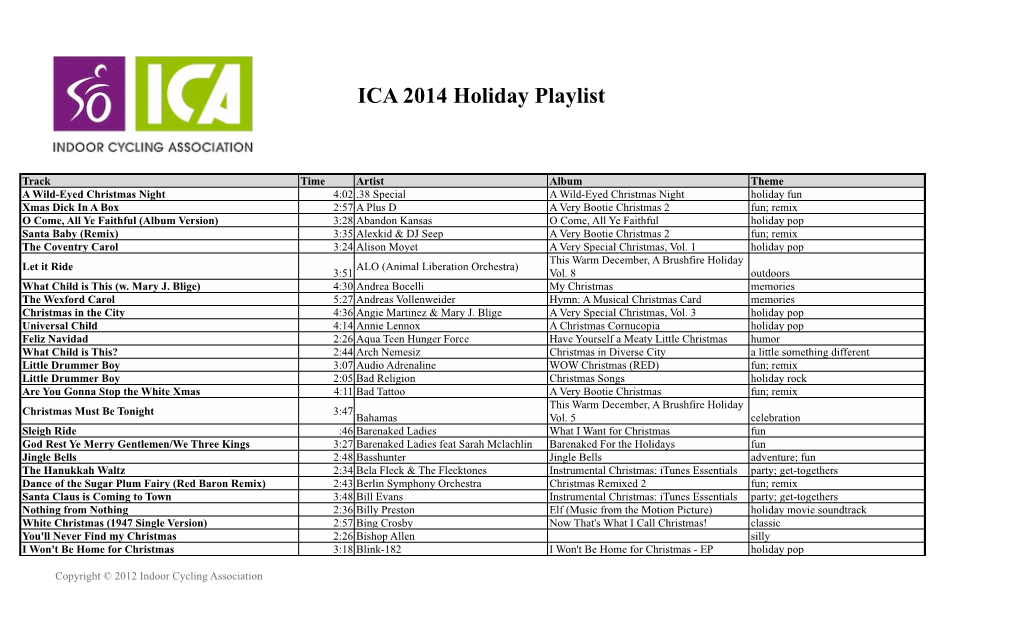 ICA 2014 Holiday Playlist