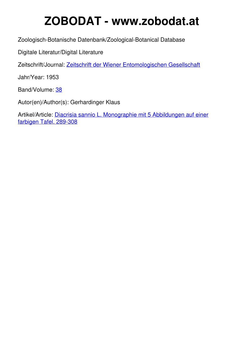 Zeitschrift Der Wiener Entomologischen Gesellschaft