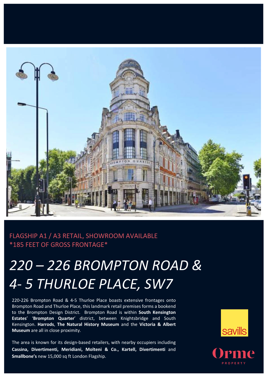 220 – 226 Brompton Road & 4- 5 Thurloe Place