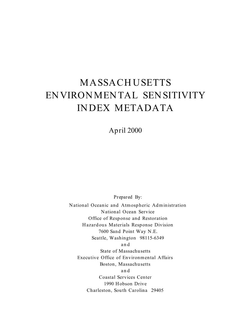 Massachusetts Environmental Sensitivity Index Metadata