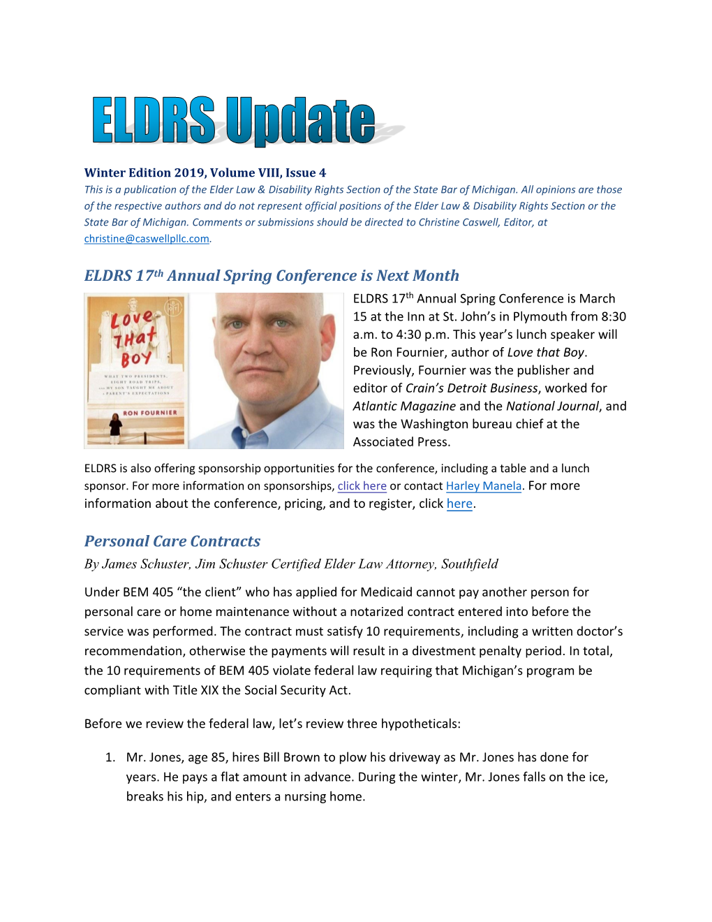Elder Law & Disability Rights Section Winter 2019 Update