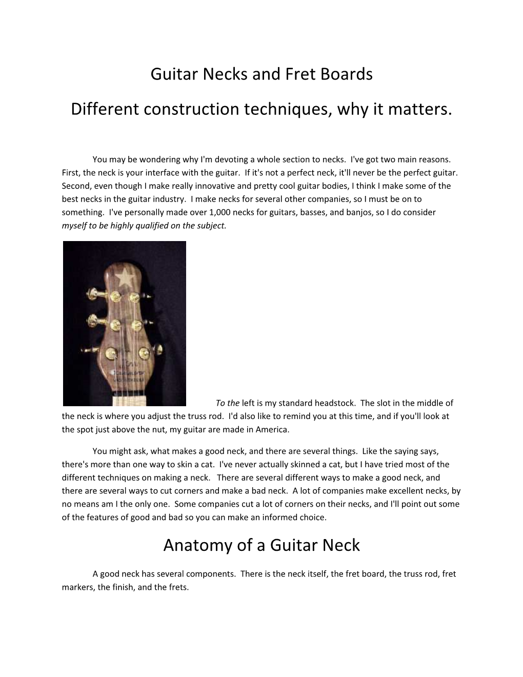 Guitar Necks and Fret Boards Different Construction Techniques, Why It Matters