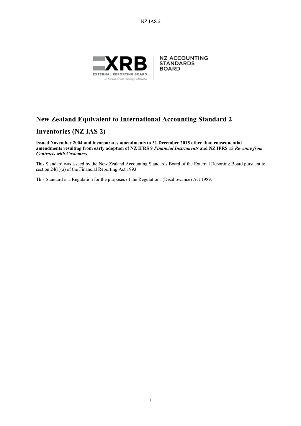 New Zealand Equivalent to International Accounting Standard 2 Inventories (NZ IAS 2)