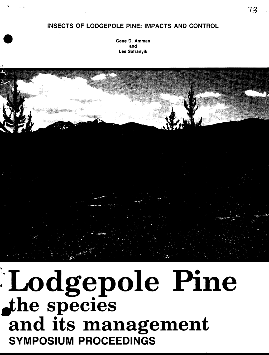 Insects of Lodgepole Pine: Impacts and Control