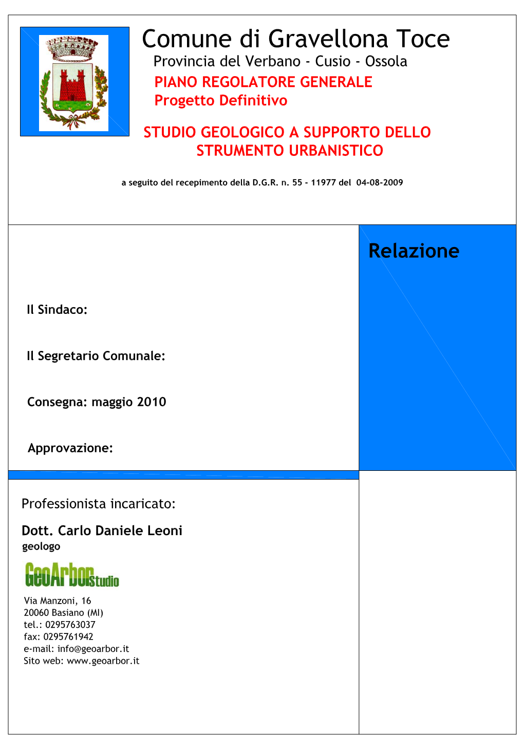 Dott. Carlo Leoni Geologo Comune Di Gravellona Toce (VB)