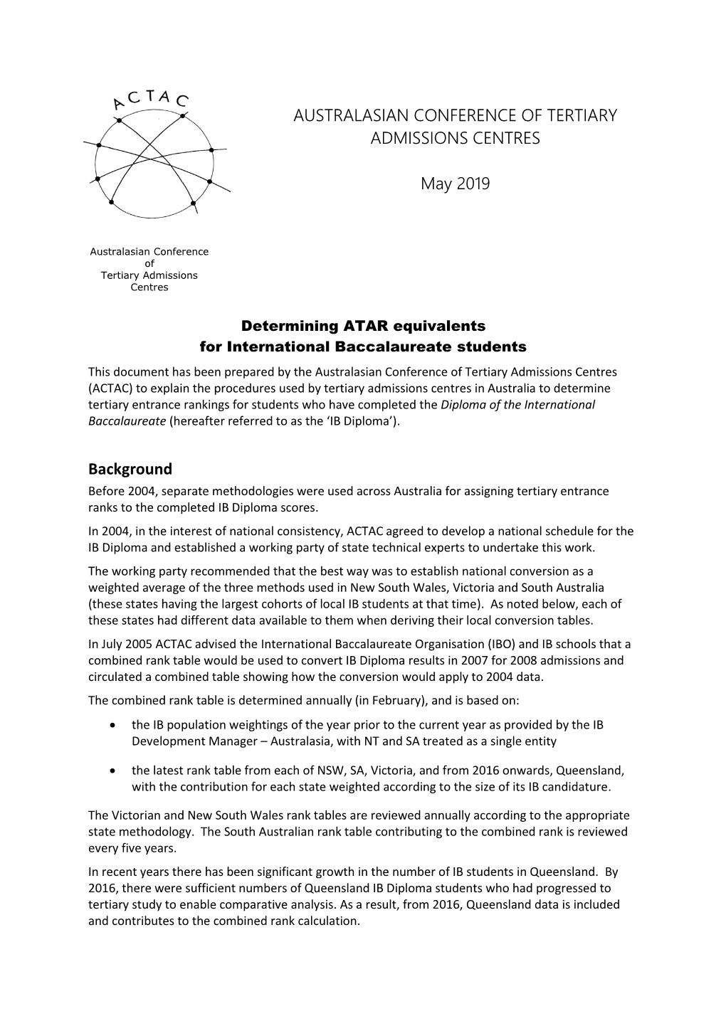 Determining ATAR Equivalents for International Baccalaureate Students