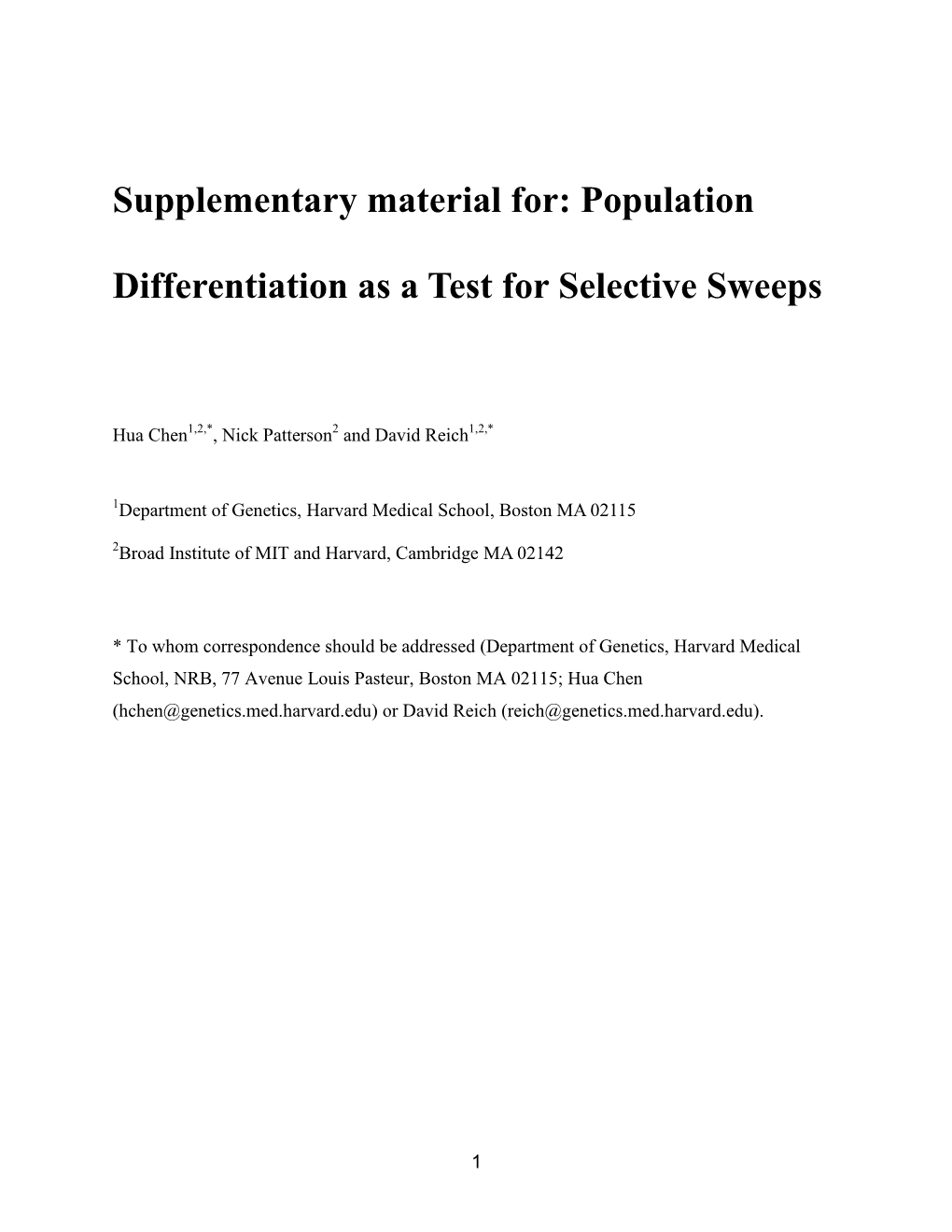 Supplementary Material For: Population