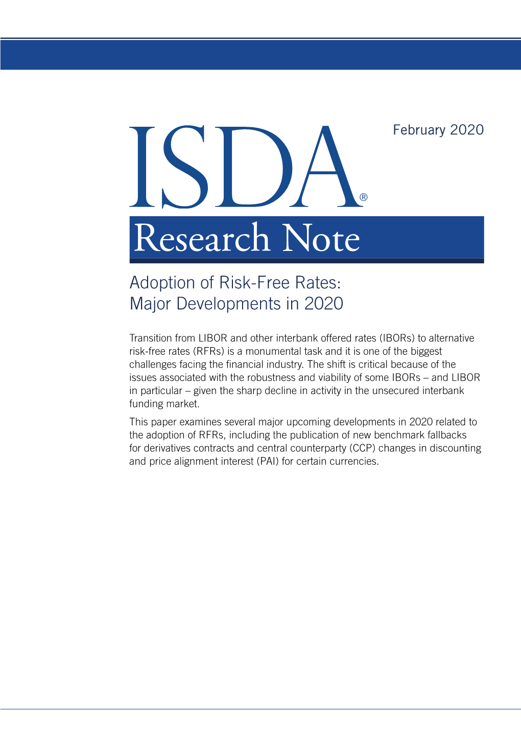 Research Note Adoption of Risk-Free Rates: Major Developments in 2020