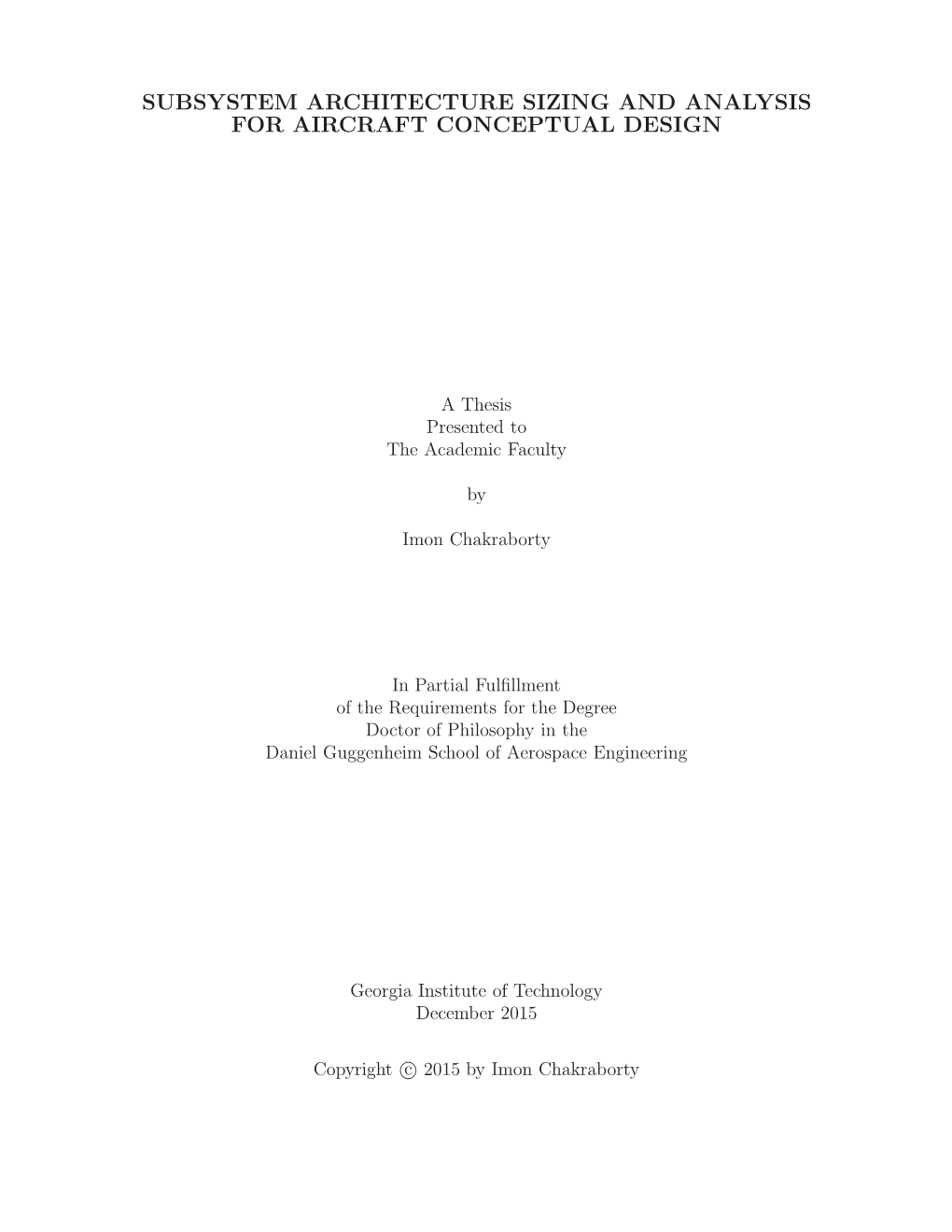 Subsystem Architecture Sizing and Analysis for Aircraft Conceptual Design