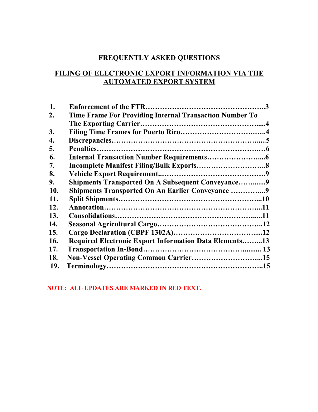 Filing Of Electronic Export Information Via The Automated Export System