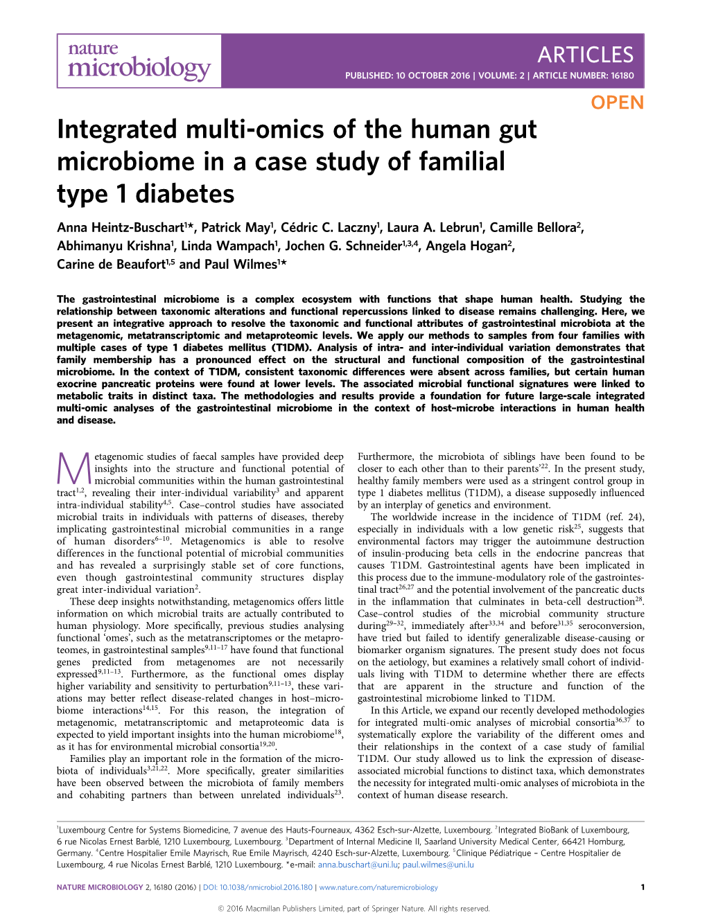 Integrated Multi-Omics of the Human Gut Microbiome in a Case Study Of