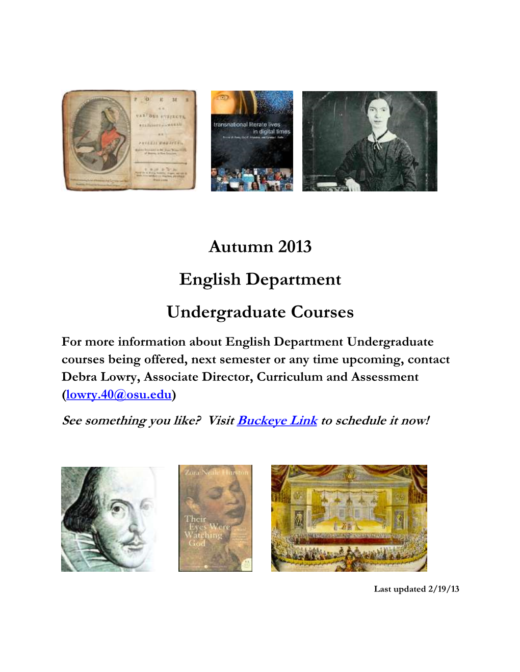 Autumn 2013 English Department Undergraduate Courses