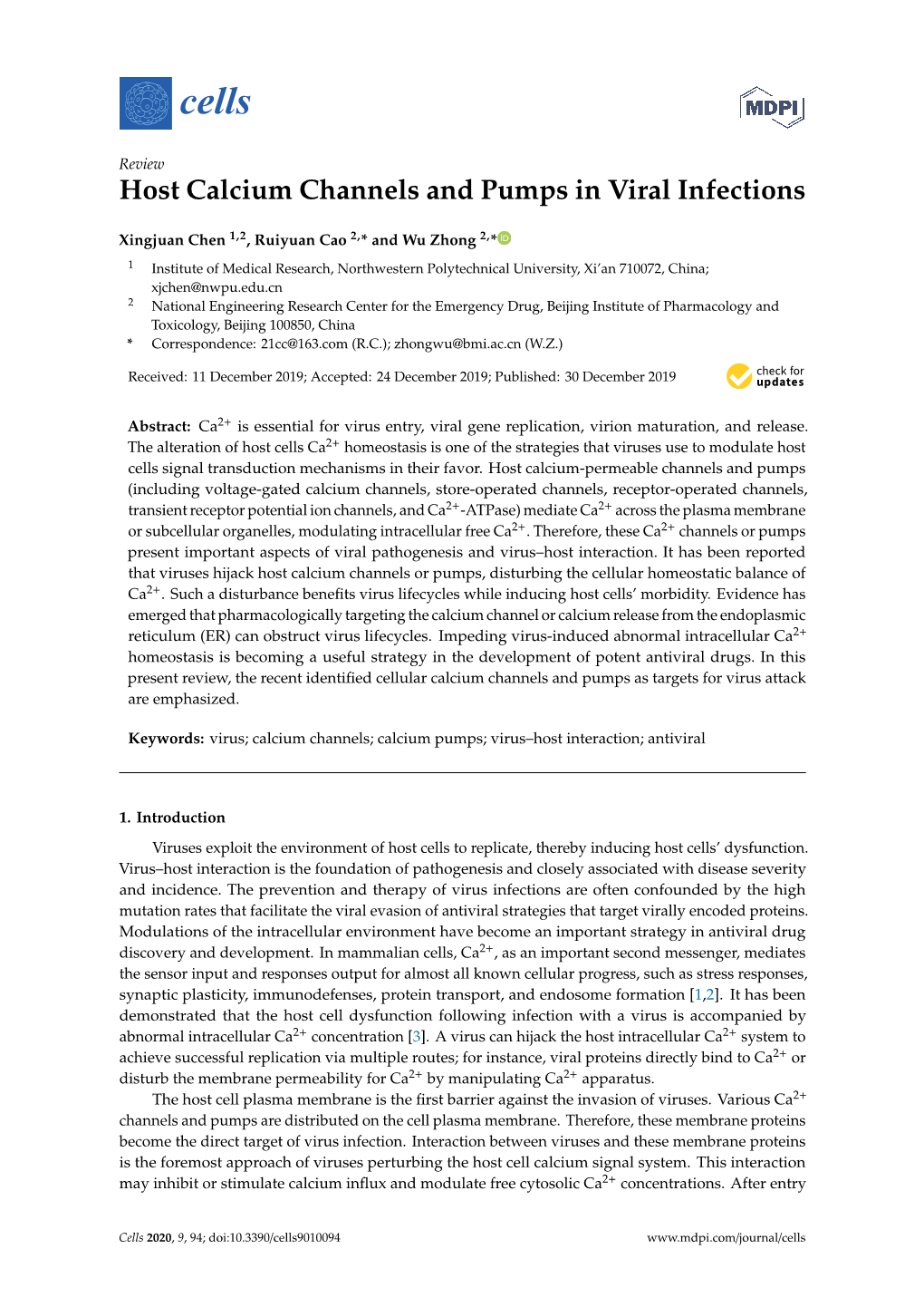 Host Calcium Channels and Pumps in Viral Infections