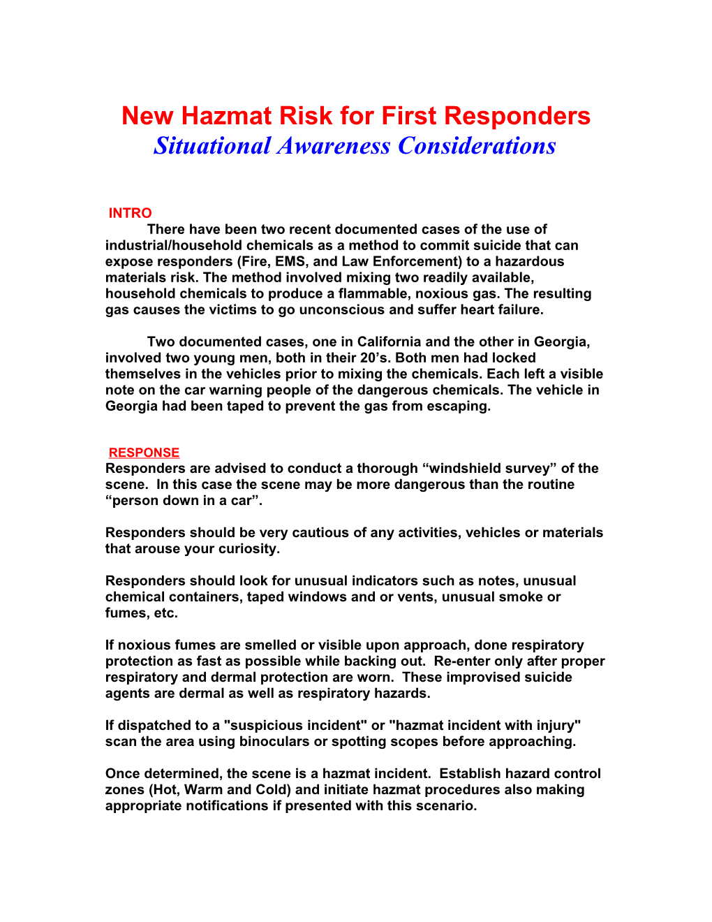 New Hazmat Risk for First Responders