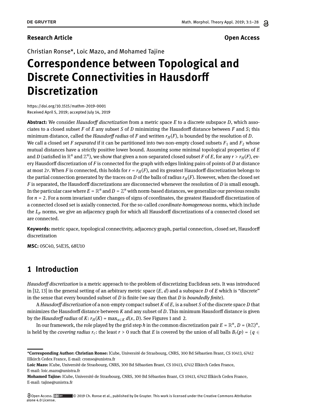 Correspondence Between Topological and Discrete