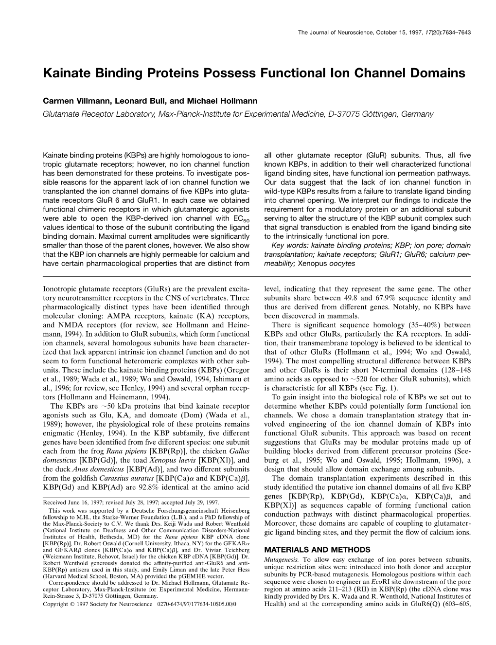 Kainate Binding Proteins Possess Functional Ion Channel Domains