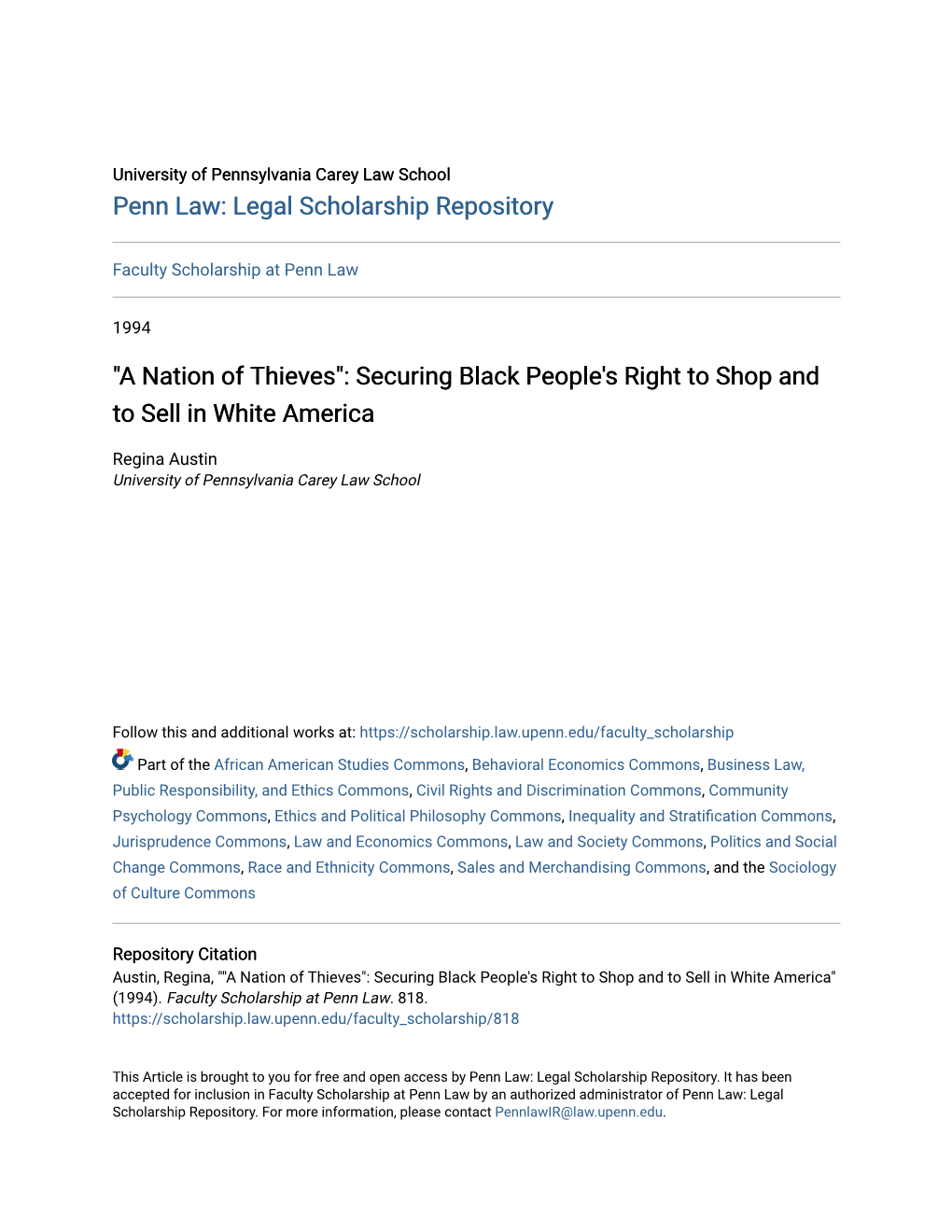 "A Nation of Thieves": Securing Black People's Right to Shop and to Sell in White America