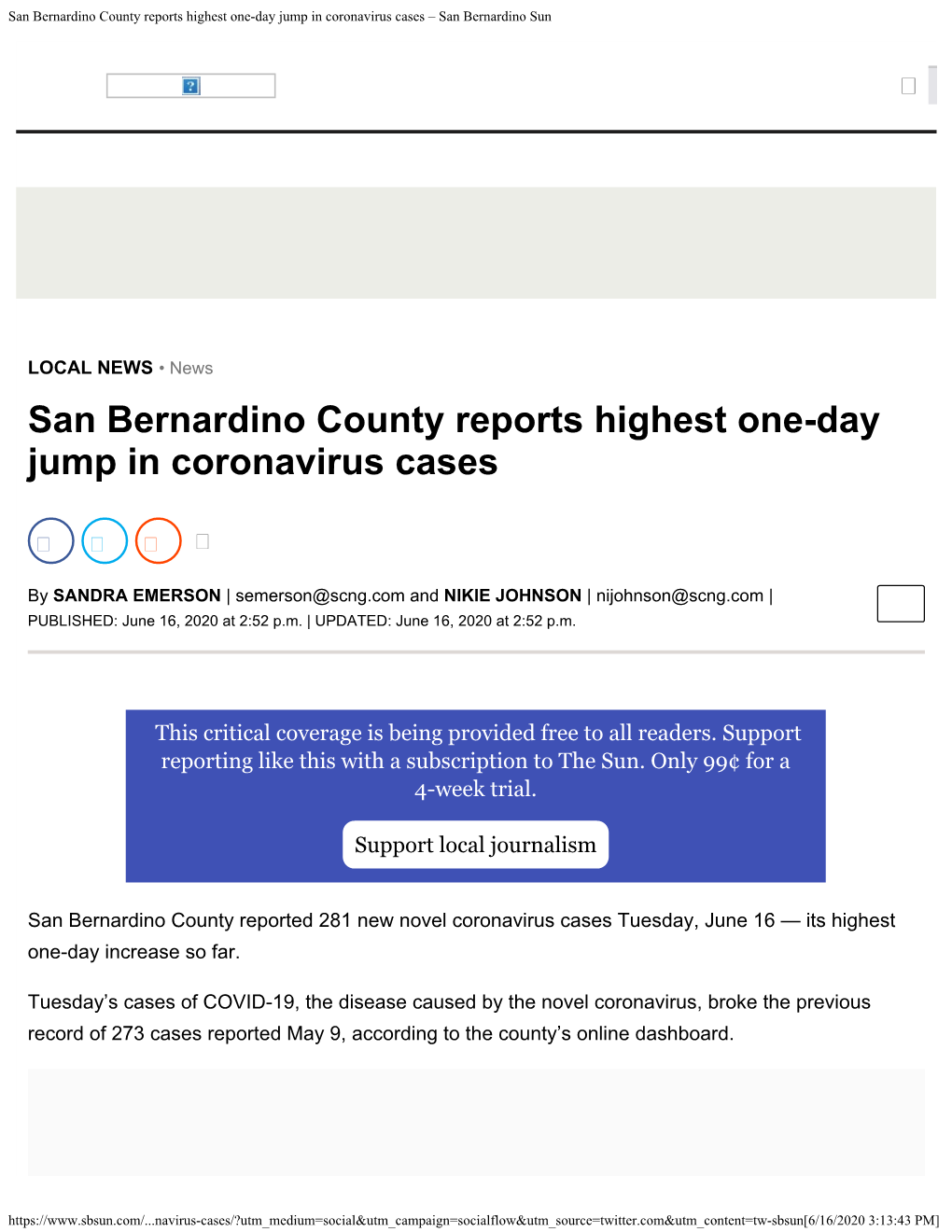 San Bernardino County Reports Highest One-Day Jump in Coronavirus Cases – San Bernardino Sun