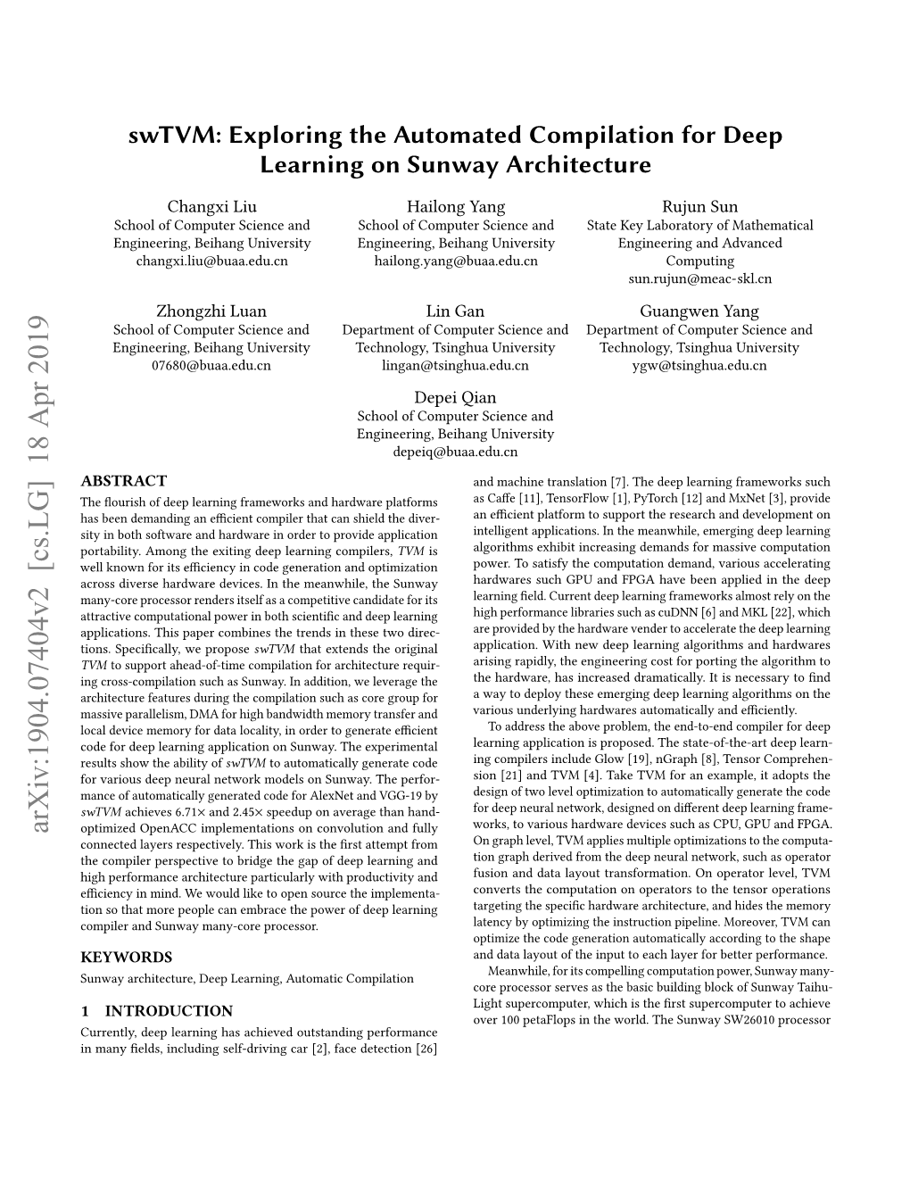 Exploring the Automated Compilation for Deep Learning on Sunway Architecture