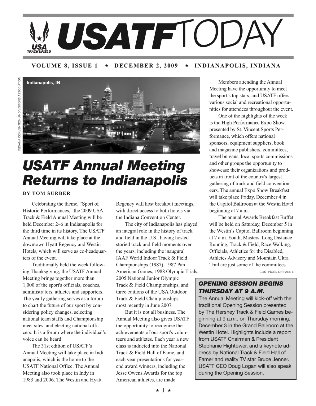 USATF Annual Meeting Returns to Indianapolis