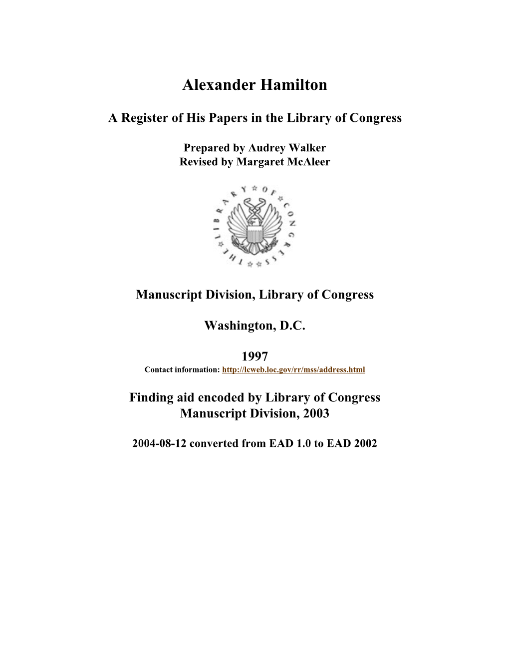 Papers of Alexander Hamilton