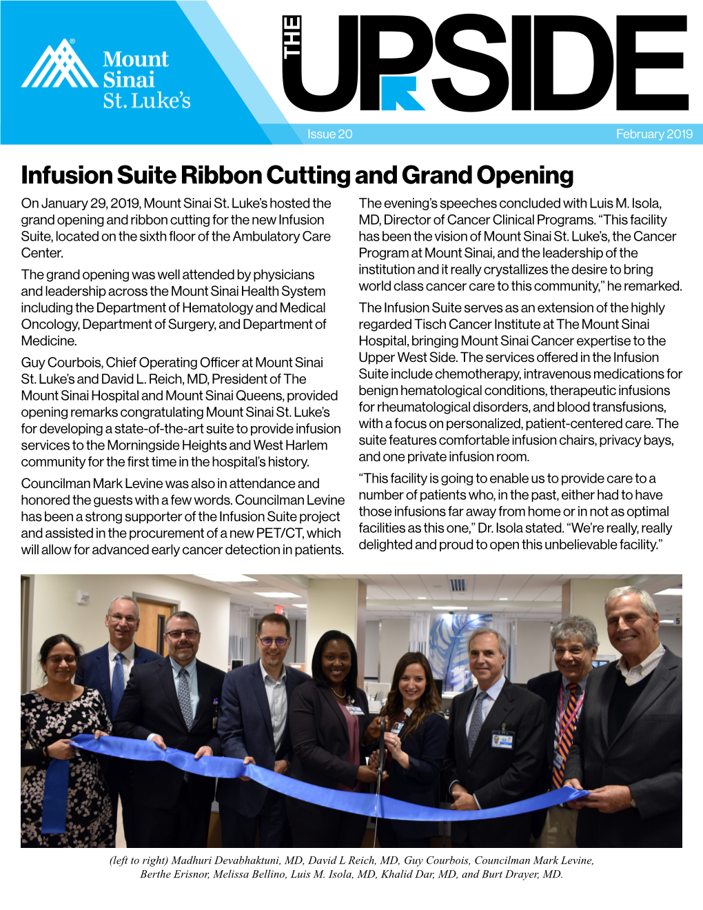 Infusion Suite Ribbon Cutting and Grand Opening on January 29, 2019, Mount Sinai St