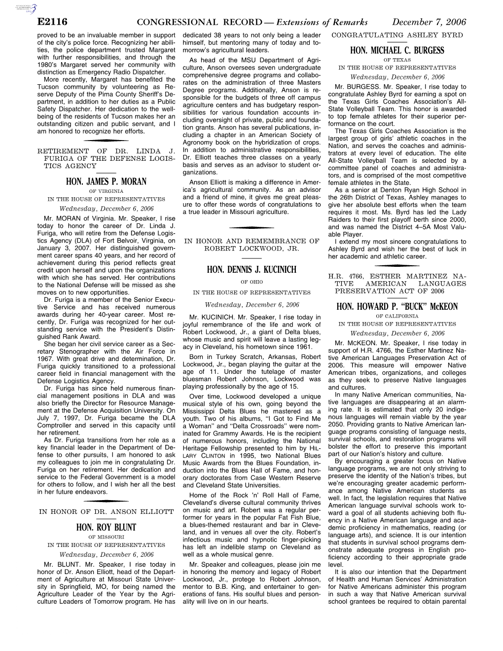 CONGRESSIONAL RECORD— Extensions of Remarks E2116 HON