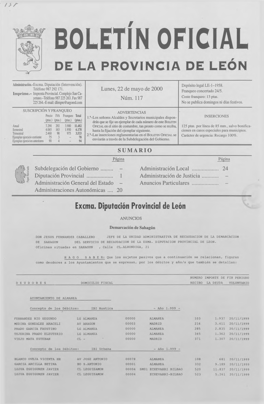 Boletín Oficial De La Provincia De León