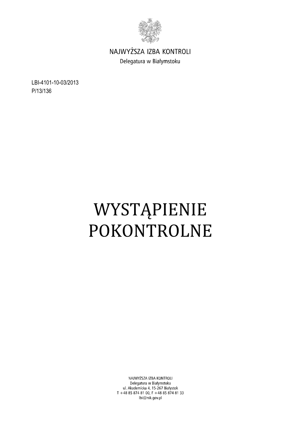 Wystąpienie Pokontrolne