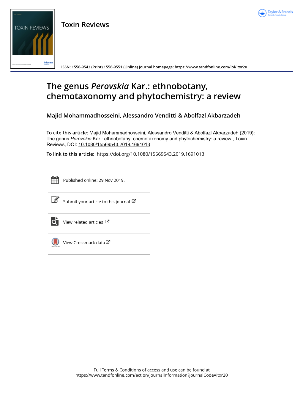 Ethnobotany, Chemotaxonomy and Phytochemistry: a Review