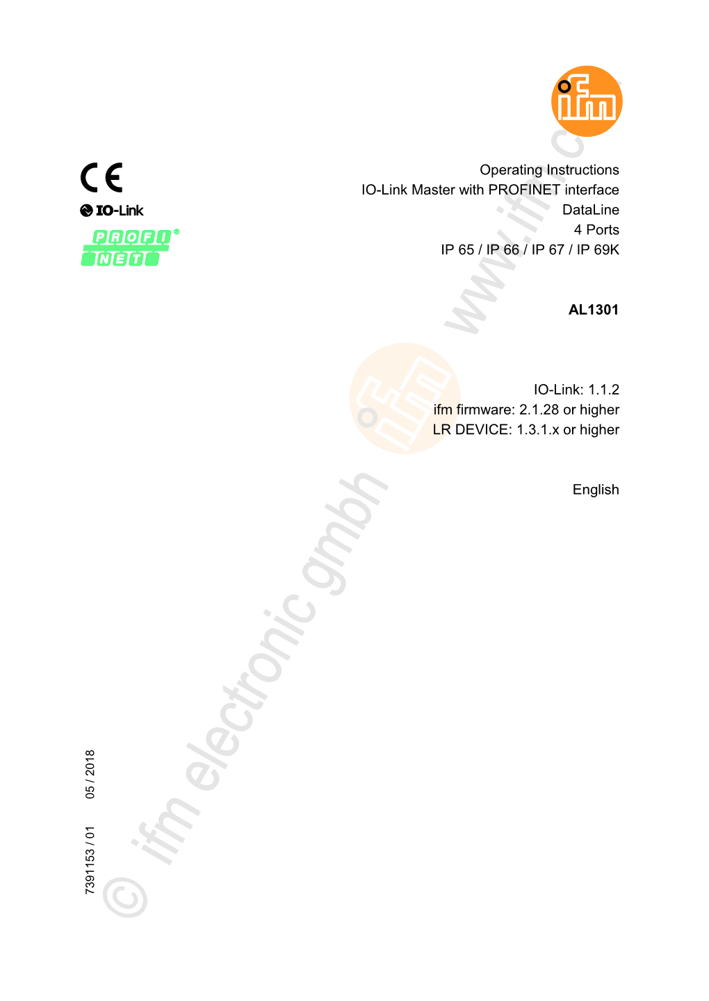 Operating Instructions IO-Link Master with PROFINET Interface Dataline 4 Ports IP 65 / IP 66 / IP 67 / IP 69K