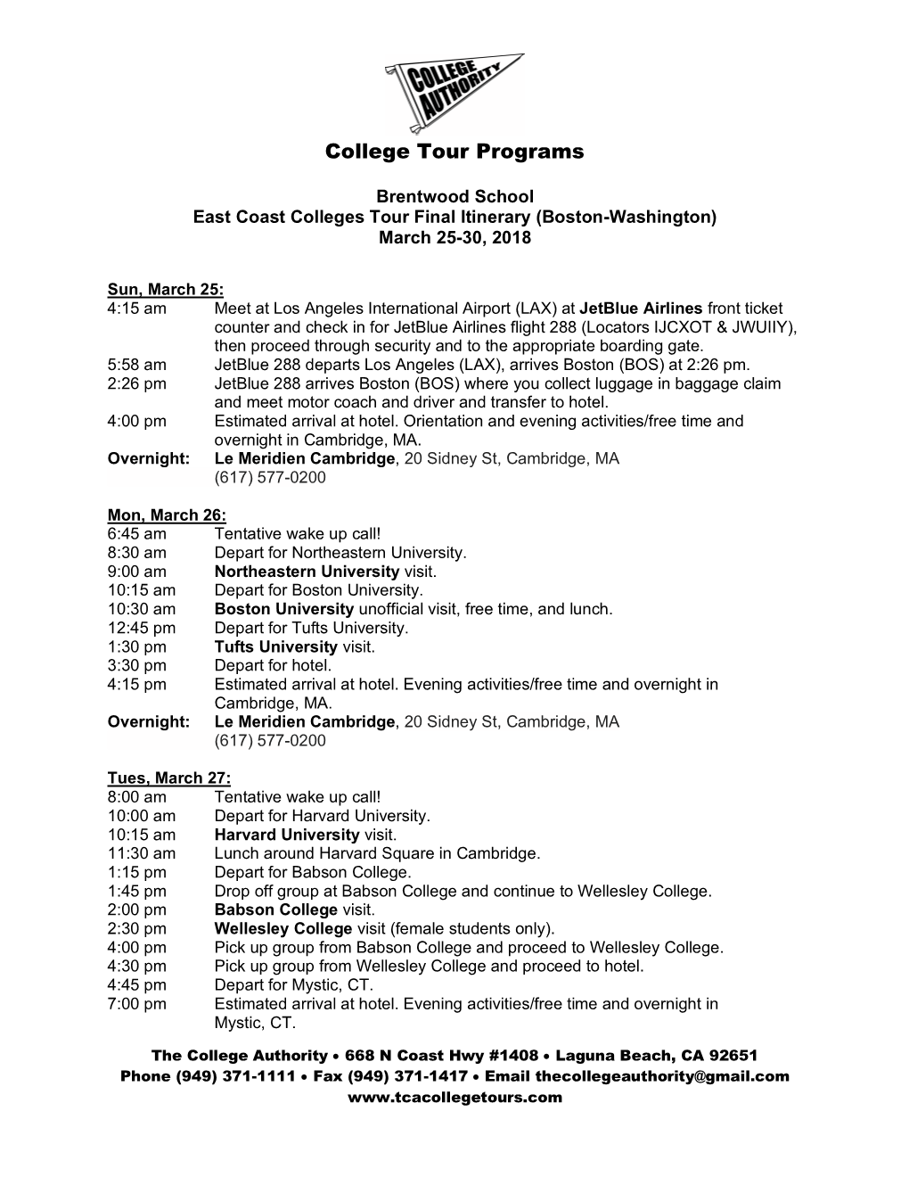 College Tour Programs