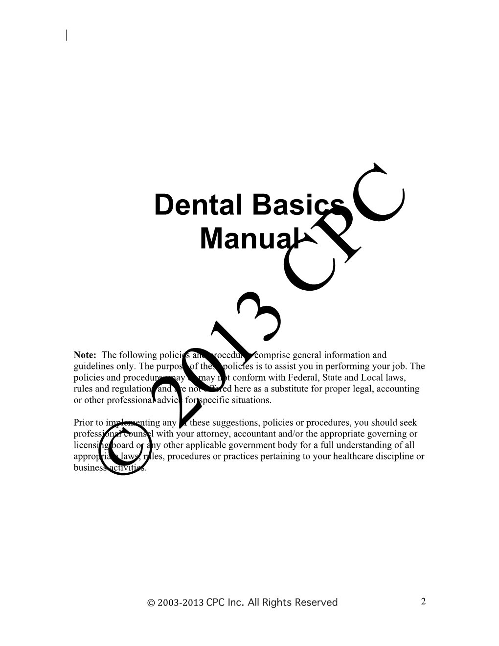 Dental Basics Manual