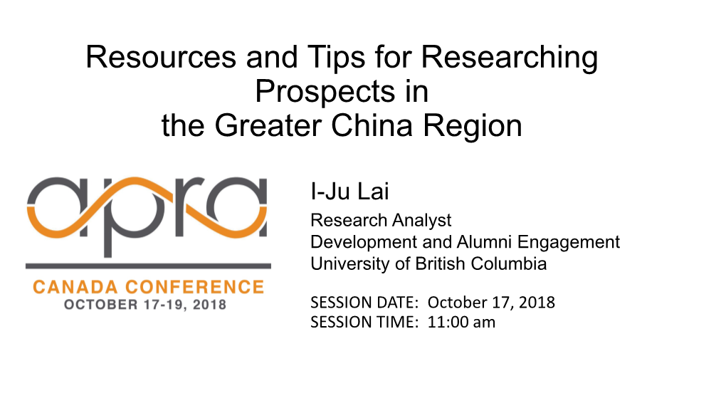 Resources and Tips for Researching Prospects in the Greater China Region