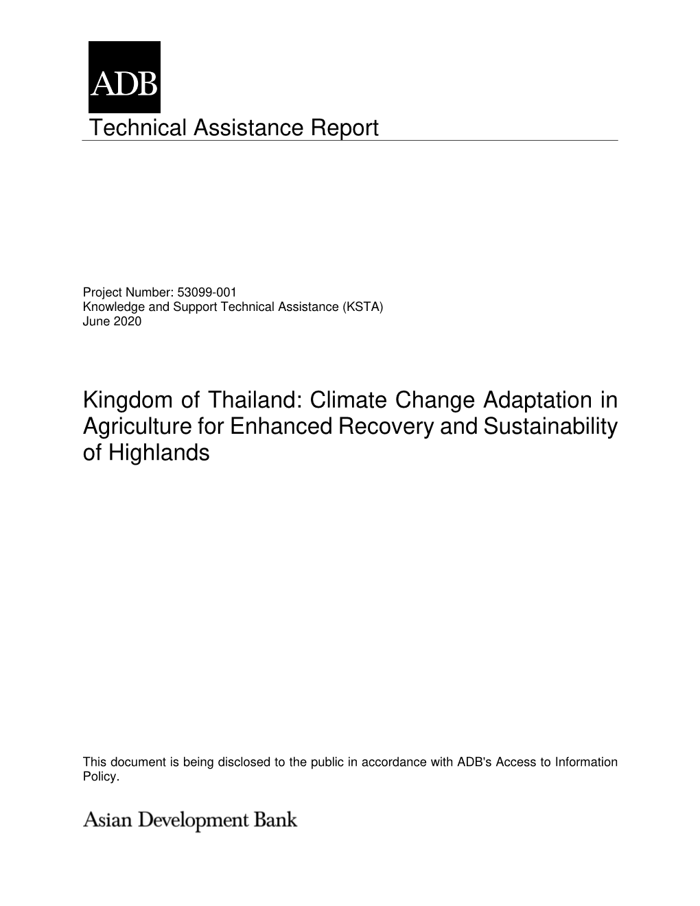 Climate Change Adaptation in Agriculture for Enhanced Recovery and Sustainability of Highlands