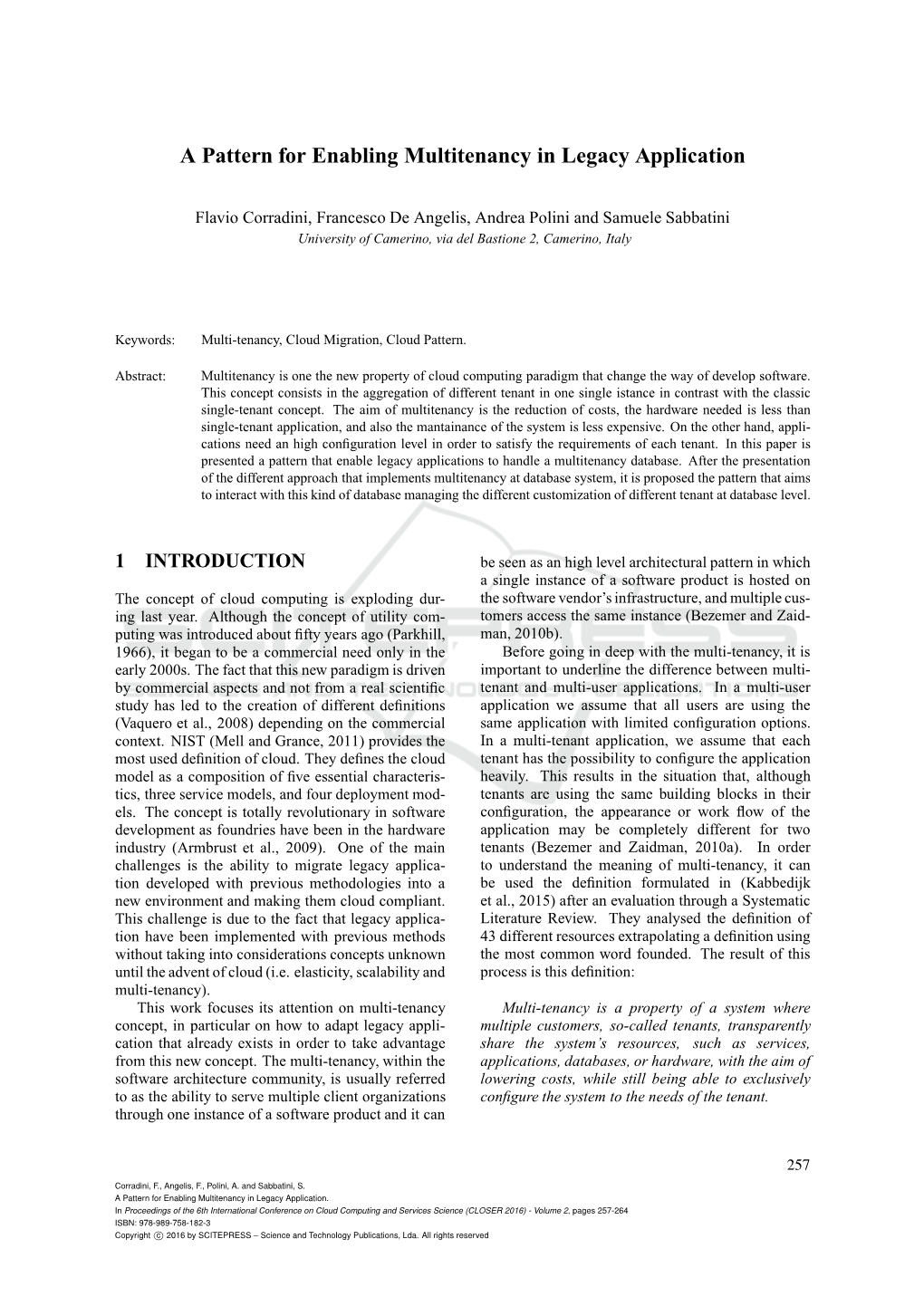 A Pattern for Enabling Multitenancy in Legacy Application