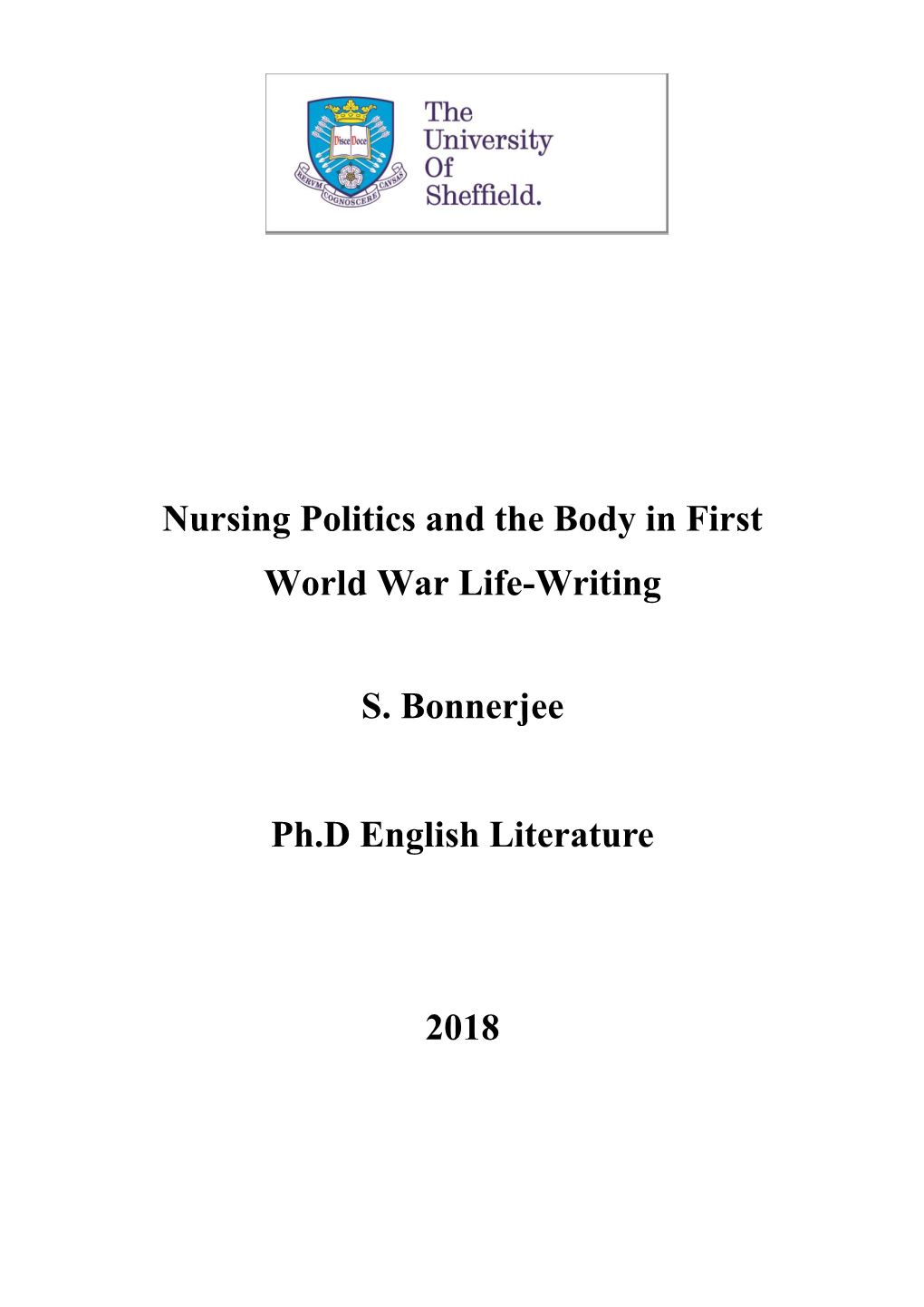 Nursing Politics and the Body in First World War Life-Writing S