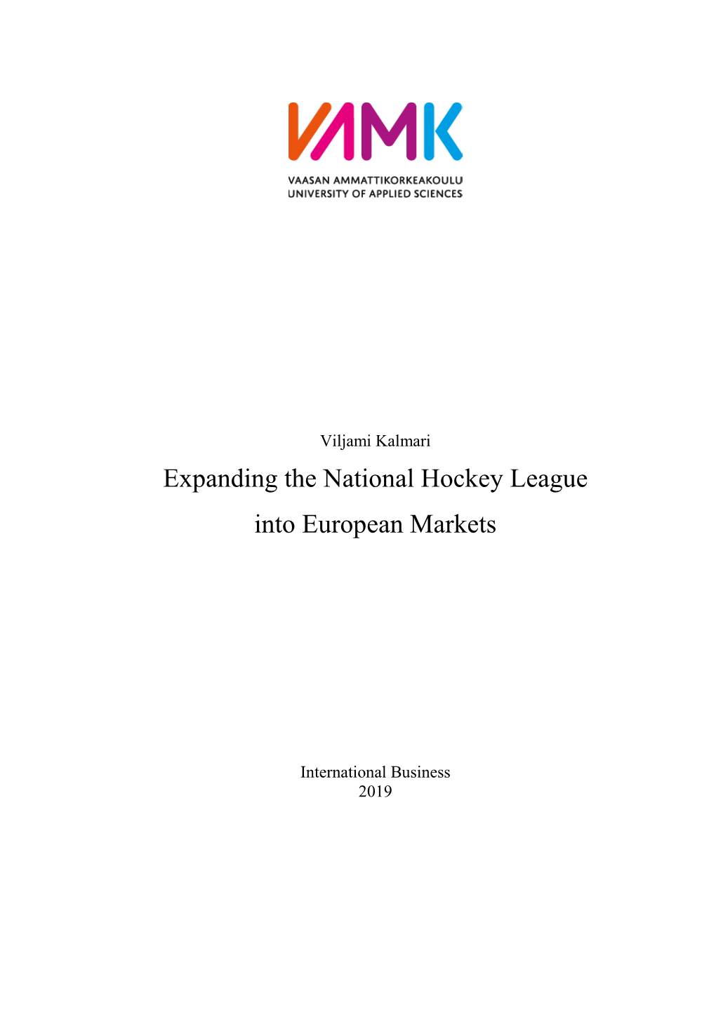 Expanding the National Hockey League Into European Markets